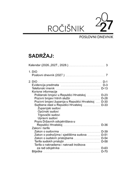 Ročišnik jednogodišnji 2027. A5